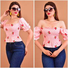 BLUSA OFF-SHOULDER CEREZAS