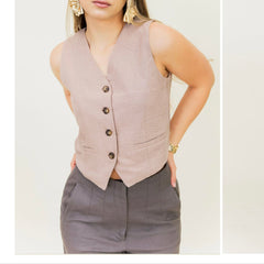 Chaleco efecto lino