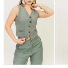 Chaleco efecto lino