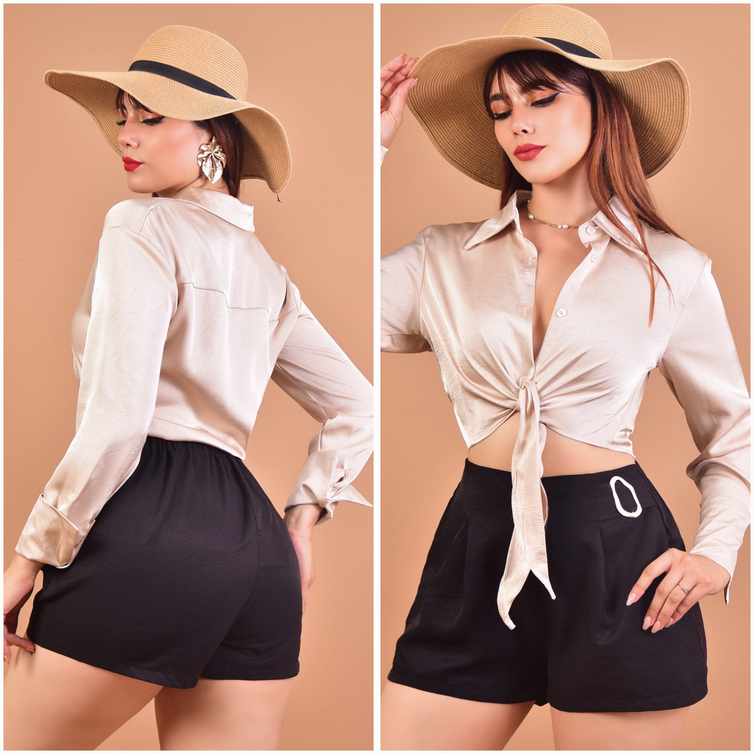 BLUSA SATINADA ESTILO CROPPED