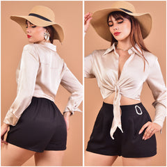 BLUSA SATINADA ESTILO CROPPED