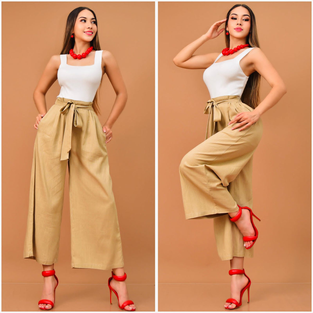 PANTALON ANCHO CON CINTA