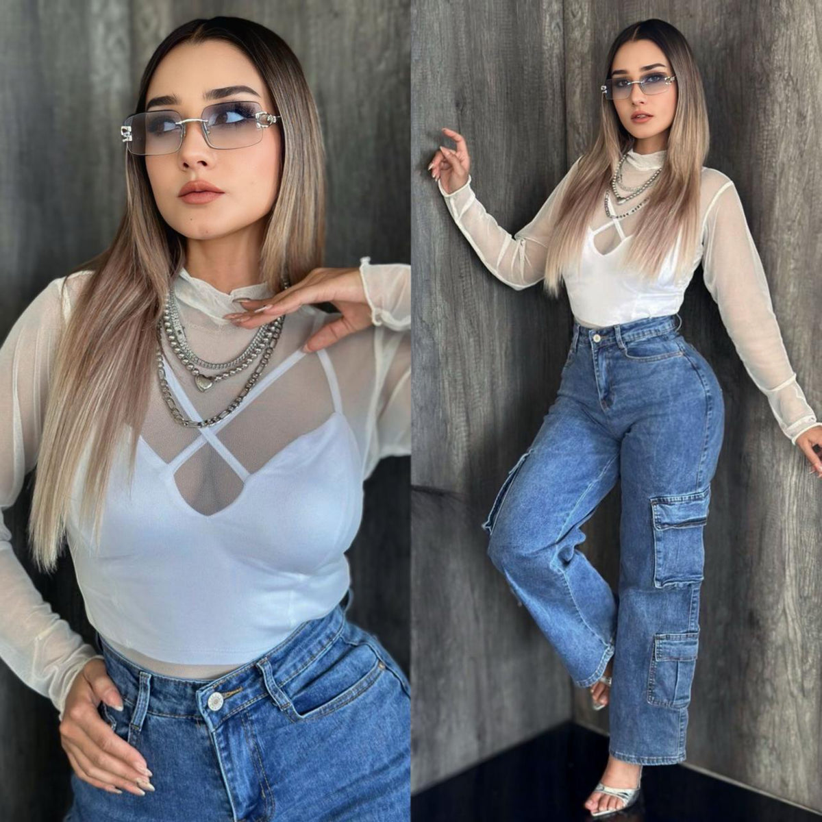Blusa mesh 2 piezas